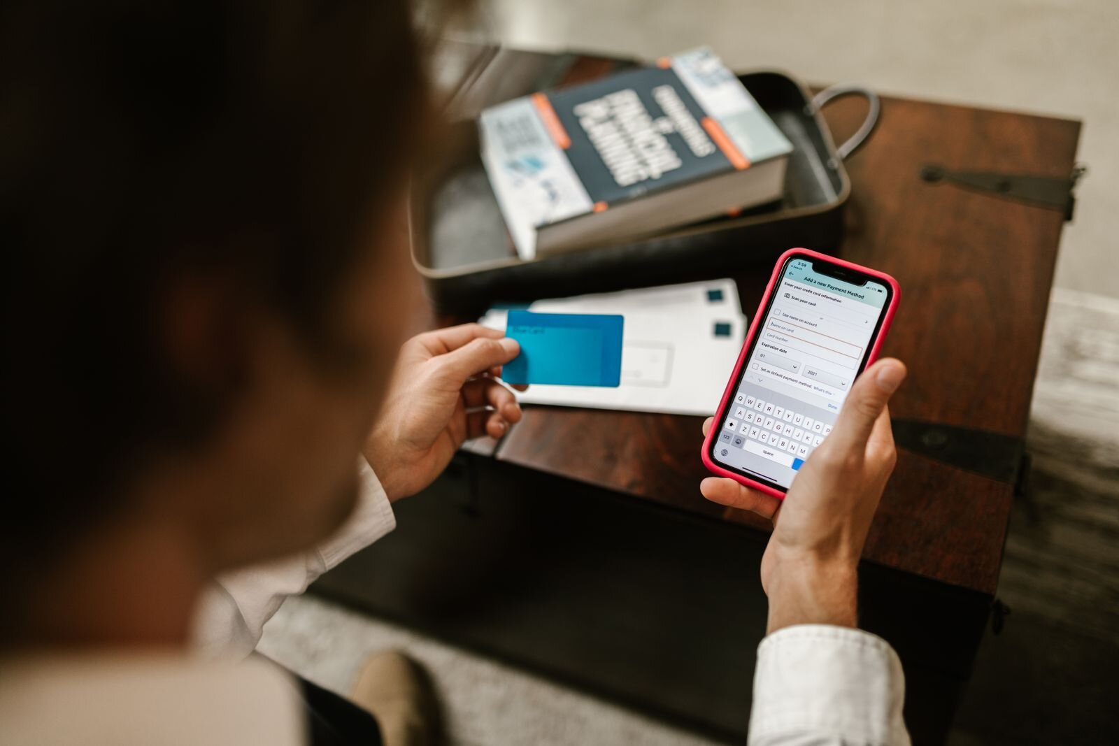 Booking travel on a phone with a payment card